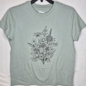 Women's Green Floral Graphic Tee